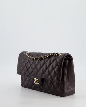 *HOT* Chanel Dark Chocolate Classic Medium Double Flap Bag in Caviar Leather with Champagne Gold Hardware
