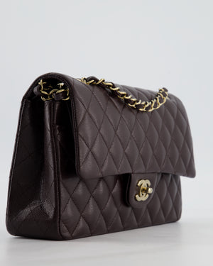 *HOT* Chanel Dark Chocolate Classic Medium Double Flap Bag in Caviar Leather with Champagne Gold Hardware
