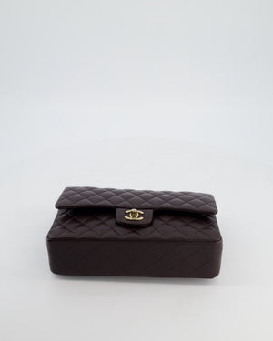 *HOT* Chanel Dark Chocolate Classic Medium Double Flap Bag in Caviar Leather with Champagne Gold Hardware