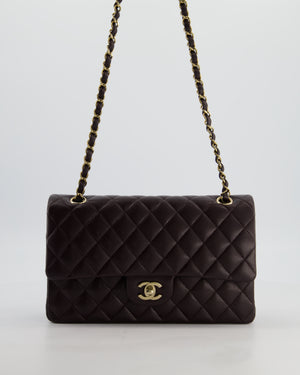 *HOT* Chanel Dark Chocolate Classic Medium Double Flap Bag in Caviar Leather with Champagne Gold Hardware
