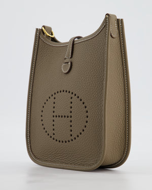 Hermès Mini Evelyne Bag in Etoupe Clemence Leather with Gold Hardware