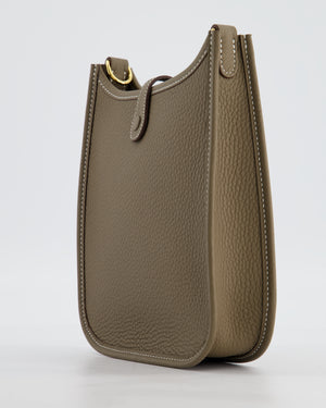 Hermès Mini Evelyne Bag in Etoupe Clemence Leather with Gold Hardware
