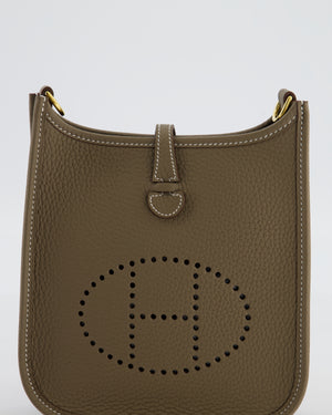 Hermès Mini Evelyne Bag in Etoupe Clemence Leather with Gold Hardware