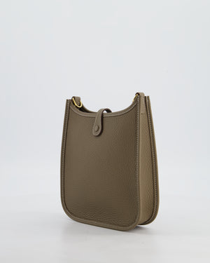 Hermès Mini Evelyne Bag in Etoupe Clemence Leather with Gold Hardware