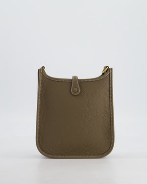 Hermès Mini Evelyne Bag in Etoupe Clemence Leather with Gold Hardware