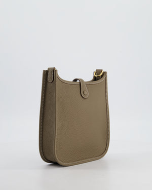 Hermès Mini Evelyne Bag in Etoupe Clemence Leather with Gold Hardware