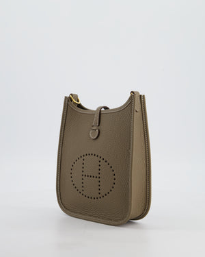 Hermès Mini Evelyne Bag in Etoupe Clemence Leather with Gold Hardware