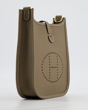 Hermès Mini Evelyne Bag in Etoupe Clemence Leather with Gold Hardware