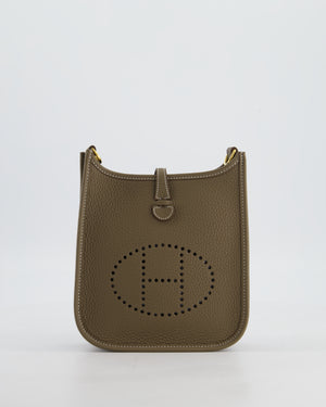 Hermès Mini Evelyne Bag in Etoupe Clemence Leather with Gold Hardware