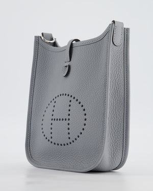 Hermès Mini Evelyne Bag in Gris Pantin Clemence Leather with Palladium Hardware