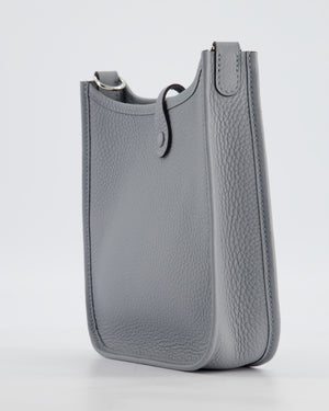 Hermès Mini Evelyne Bag in Gris Pantin Clemence Leather with Palladium Hardware