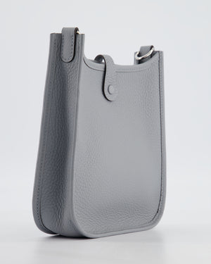Hermès Mini Evelyne Bag in Gris Pantin Clemence Leather with Palladium Hardware