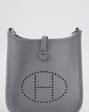 Hermès Mini Evelyne Bag in Gris Pantin Clemence Leather with Palladium Hardware