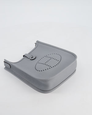 Hermès Mini Evelyne Bag in Gris Pantin Clemence Leather with Palladium Hardware