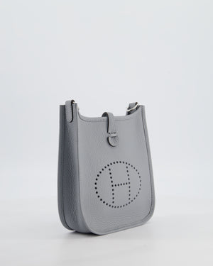 Hermès Mini Evelyne Bag in Gris Pantin Clemence Leather with Palladium Hardware