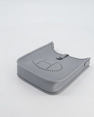 Hermès Mini Evelyne Bag in Gris Pantin Clemence Leather with Palladium Hardware