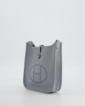 Hermès Mini Evelyne Bag in Gris Pantin Clemence Leather with Palladium Hardware