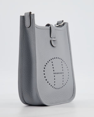 Hermès Mini Evelyne Bag in Gris Pantin Clemence Leather with Palladium Hardware