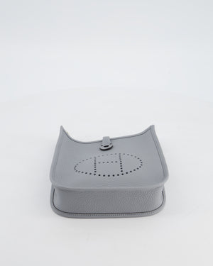 Hermès Mini Evelyne Bag in Gris Pantin Clemence Leather with Palladium Hardware