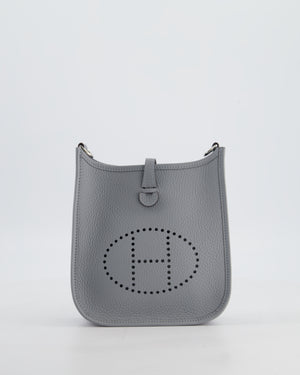 Hermès Mini Evelyne Bag in Gris Pantin Clemence Leather with Palladium Hardware