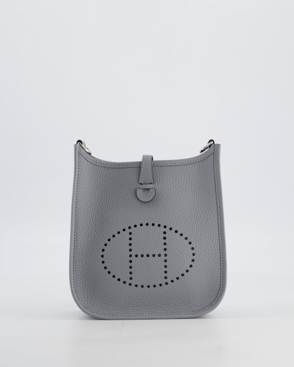 Hermès Mini Evelyne Bag in Gris Pantin Clemence Leather with Palladium Hardware