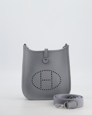 Hermès Mini Evelyne Bag in Gris Pantin Clemence Leather with Palladium Hardware