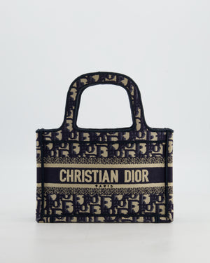 Christian Dior Mini Book Tote in Blue Oblique Embroidery