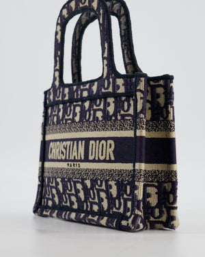 Christian Dior Mini Book Tote in Blue Oblique Embroidery