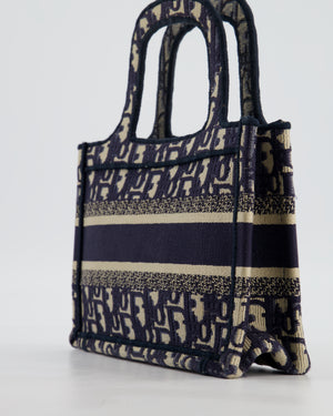 Christian Dior Mini Book Tote in Blue Oblique Embroidery