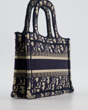 Christian Dior Mini Book Tote in Blue Oblique Embroidery