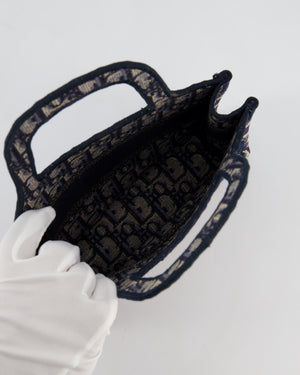 Christian Dior Mini Book Tote in Blue Oblique Embroidery