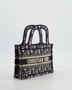 Christian Dior Mini Book Tote in Blue Oblique Embroidery