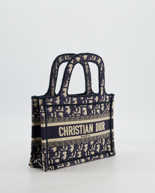 Christian Dior Mini Book Tote in Blue Oblique Embroidery