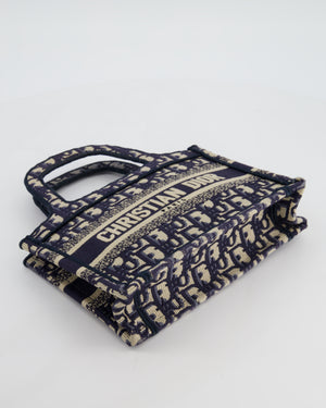 Christian Dior Mini Book Tote in Blue Oblique Embroidery