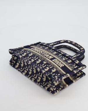 Christian Dior Mini Book Tote in Blue Oblique Embroidery