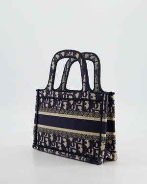 Christian Dior Mini Book Tote in Blue Oblique Embroidery