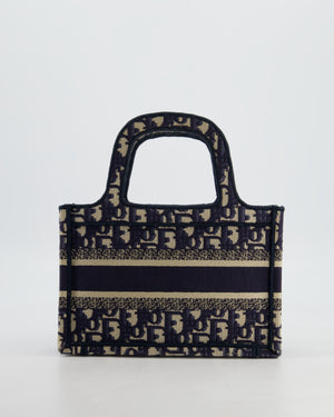 Christian Dior Mini Book Tote in Blue Oblique Embroidery