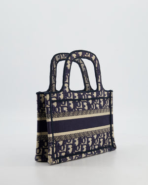 Christian Dior Mini Book Tote in Blue Oblique Embroidery