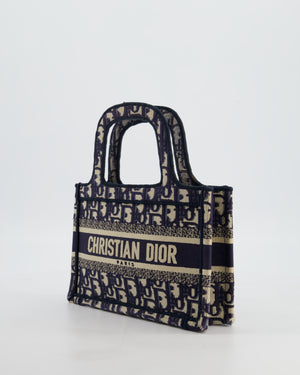 Christian Dior Mini Book Tote in Blue Oblique Embroidery