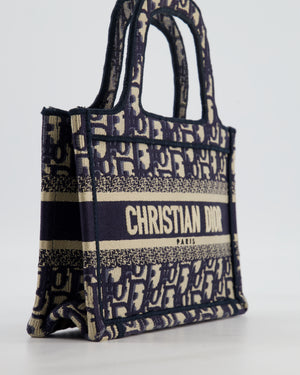 Christian Dior Mini Book Tote in Blue Oblique Embroidery
