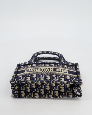 Christian Dior Mini Book Tote in Blue Oblique Embroidery