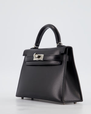 *SUPER RARE* Hermès Mini Kelly II 20 Bag in Noir Box Leather with Palladium Hardware