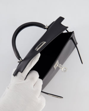 *SUPER RARE* Hermès Mini Kelly II 20 Bag in Noir Box Leather with Palladium Hardware