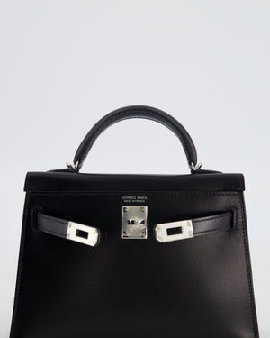*SUPER RARE* Hermès Mini Kelly II 20 Bag in Noir Box Leather with Palladium Hardware