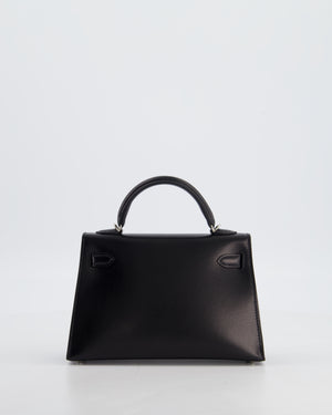 *SUPER RARE* Hermès Mini Kelly II 20 Bag in Noir Box Leather with Palladium Hardware