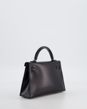 *SUPER RARE* Hermès Mini Kelly II 20 Bag in Noir Box Leather with Palladium Hardware