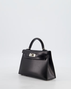 *SUPER RARE* Hermès Mini Kelly II 20 Bag in Noir Box Leather with Palladium Hardware