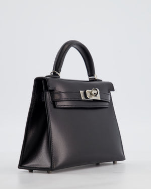 *SUPER RARE* Hermès Mini Kelly II 20 Bag in Noir Box Leather with Palladium Hardware