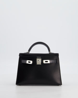 *SUPER RARE* Hermès Mini Kelly II 20 Bag in Noir Box Leather with Palladium Hardware
