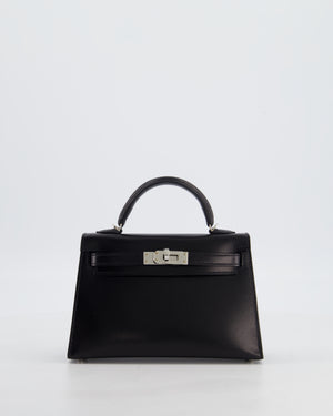 *SUPER RARE* Hermès Mini Kelly II 20 Bag in Noir Box Leather with Palladium Hardware